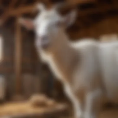Various goat breeds in a cozy barn environment