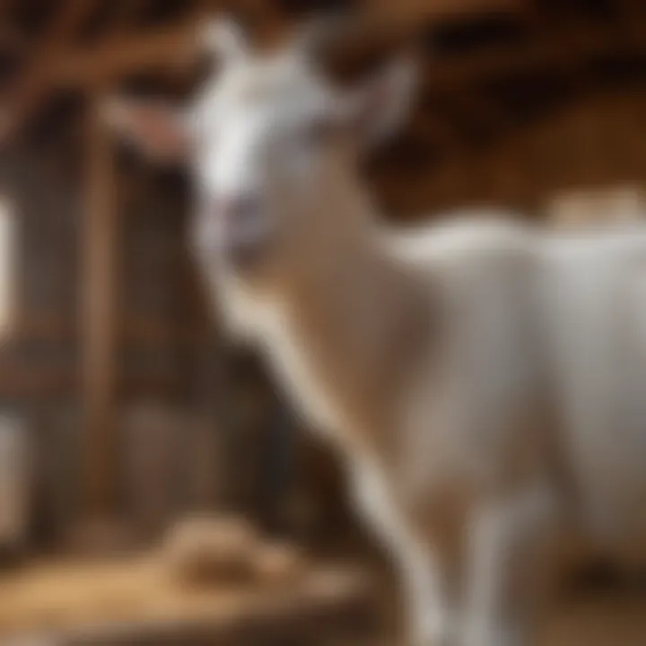 Various goat breeds in a cozy barn environment
