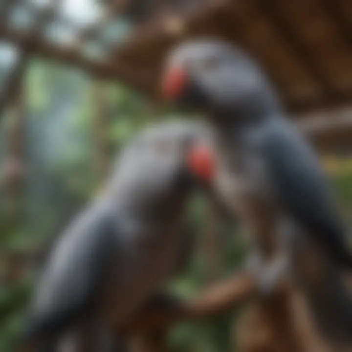 An outdoor aviary designed for African Gray Parrots