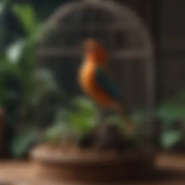 Nature's Touch: Integrating Natural Materials in Bird Cage Design Natural wood bird cage blending with indoor plants