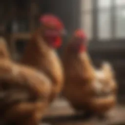 A diverse selection of hen breeds showcasing their unique physical characteristics.
