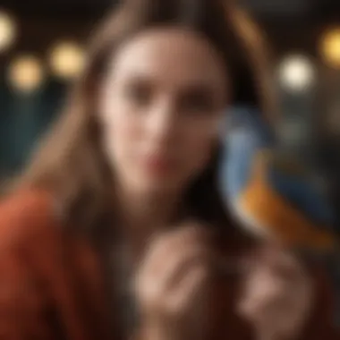 A thoughtful bird owner choosing a name for a new feathered friend