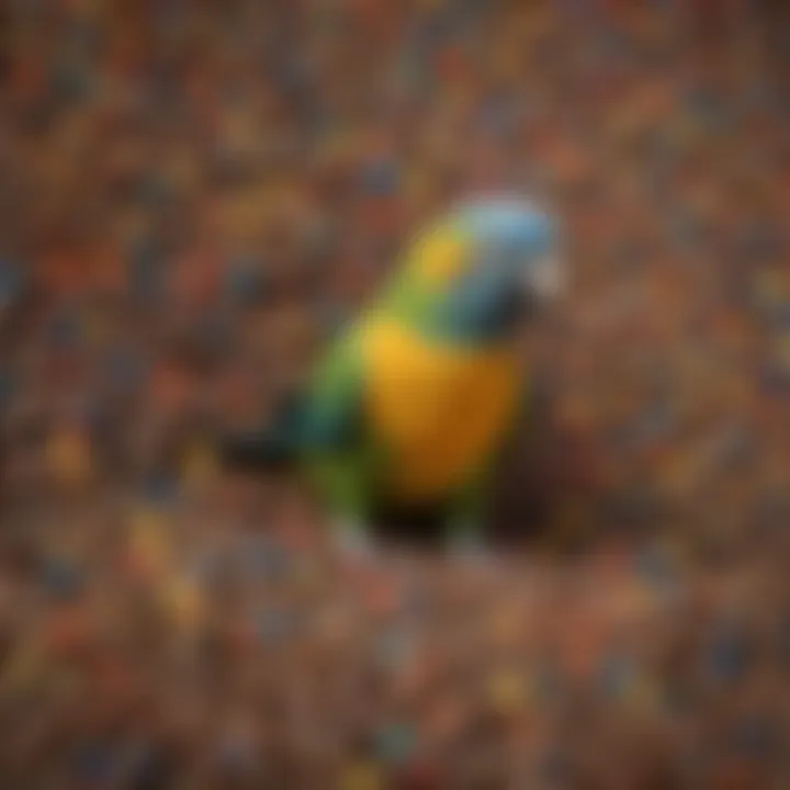 Colorful assortment of parakeet pellets representing nutritional diversity