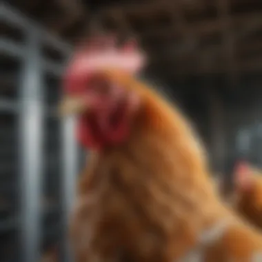 Close-up of structural details in an aviary chicken coop