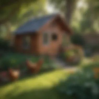 Cozy Chicken Coop in a Vibrant Garden Cozy chicken coop surrounded by a lush garden