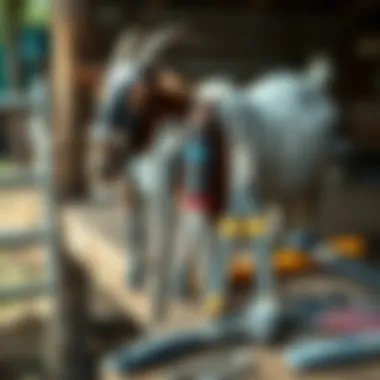 Castration banding tools displayed on a farm