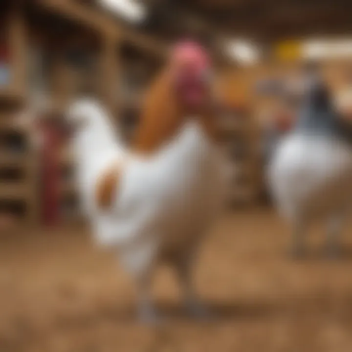 A vibrant display of various bantam breeds at Tractor Supply showcasing their unique plumage and sizes.