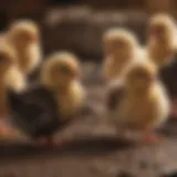 Colorful assortment of bantam chicks showcasing different breeds
