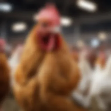 A proud bantam champion on display at a poultry show, emphasizing its winning attributes.