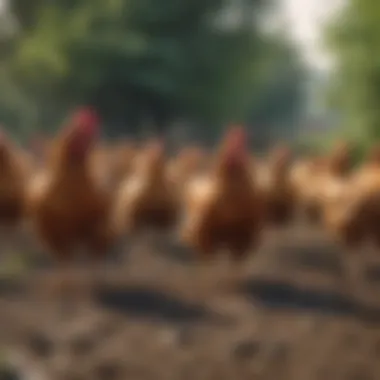 Chickens: Natural Foragers Against Pests A flock of chickens roaming freely, highlighting their role in pest control