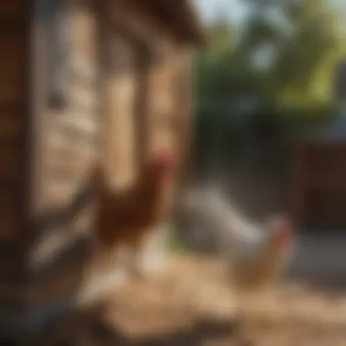 A chicken coop being sprayed with an effective fly control solution