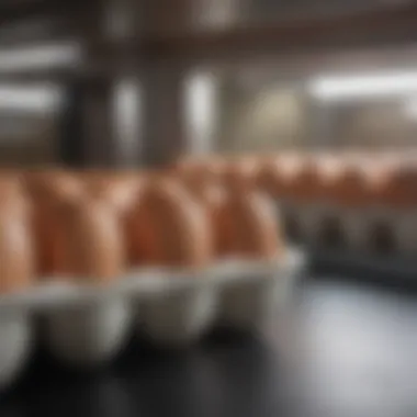 Proper Egg Arrangement in Incubator An incubator filled with chicken eggs, demonstrating optimal spacing and arrangement.