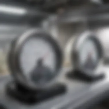 A close-up of humidity and temperature gauges inside an incubator.