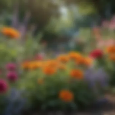 Pollinator-Friendly Garden A vibrant garden filled with colorful flowers attracting pollinators like bees and butterflies