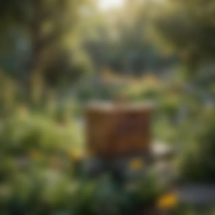 A diverse garden layout showcasing various bee-friendly plants.