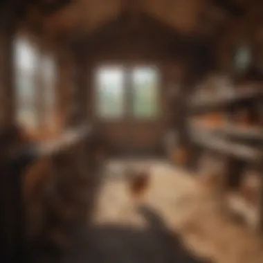 Interior layout of a chicken coop for optimal space