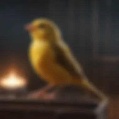 Canary singing in a cage