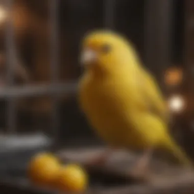 A serene canary in a cozy cage