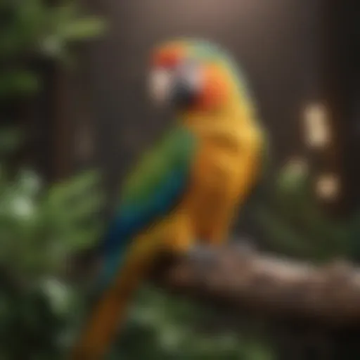 A vibrant parrot perched on a branch