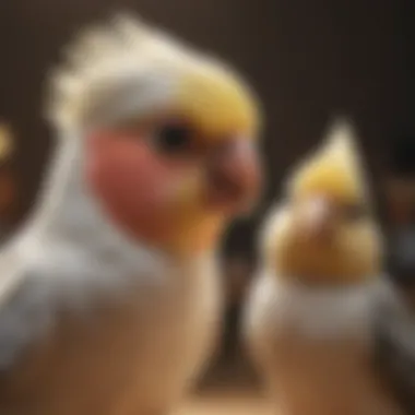 Playful cockatiel interacting with its owner