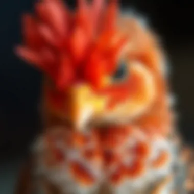 Vibrant Colors of Blue Laced Red Wyandotte Chicks Close-up of a Blue Laced Red Wyandotte chick's vibrant colors