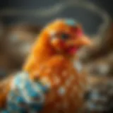 Distinctive Feather Patterns of Blue Laced Red Wyandottes Blue Laced Red Wyandotte chick showcasing its unique feather pattern