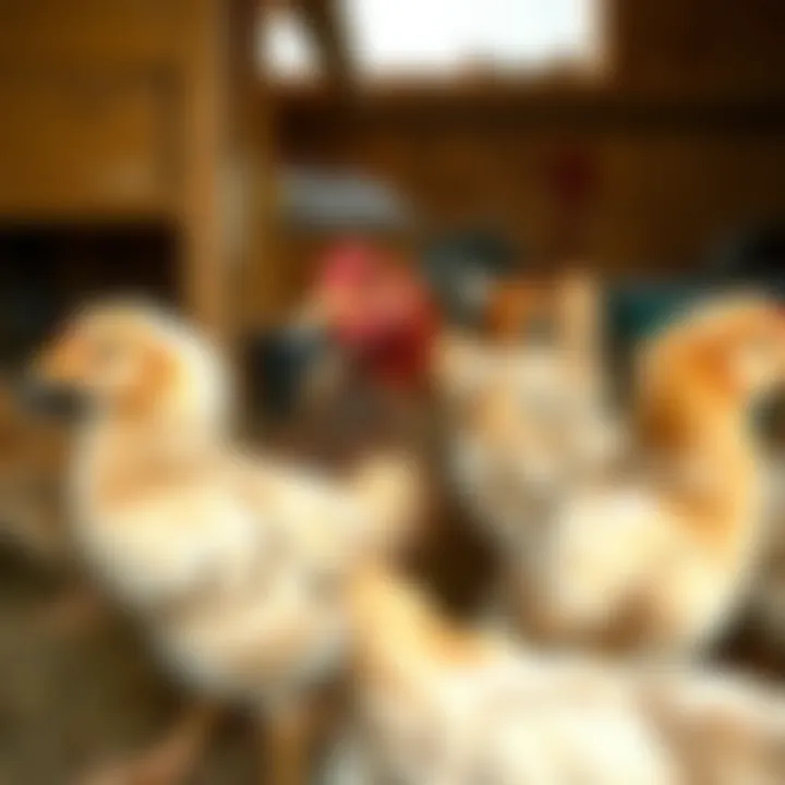 Social Interactions of Blue Laced Red Wyandottes in a Coop Blue Laced Red Wyandotte chicks interacting in a spacious coop