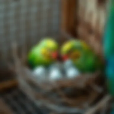 Careful Nesting of Conure Eggs Conure eggs in a well-maintained nest