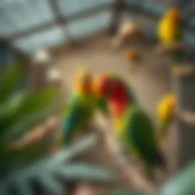 Ideal Breeding Environment Spacious breeding aviary with natural elements