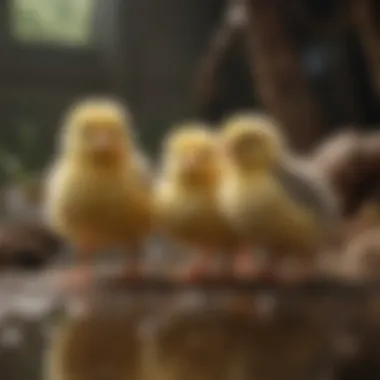 Chicks exploring their new habitat