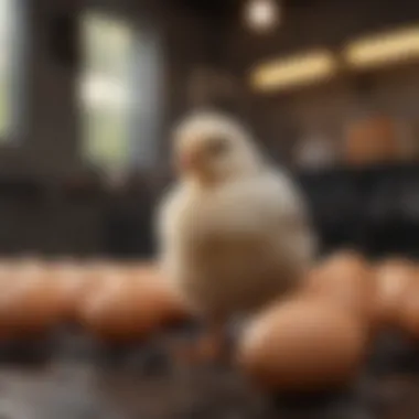 Optimal Brooding Environment for Polish Chicks Brooding setup for Polish chicks, showcasing care and comfort