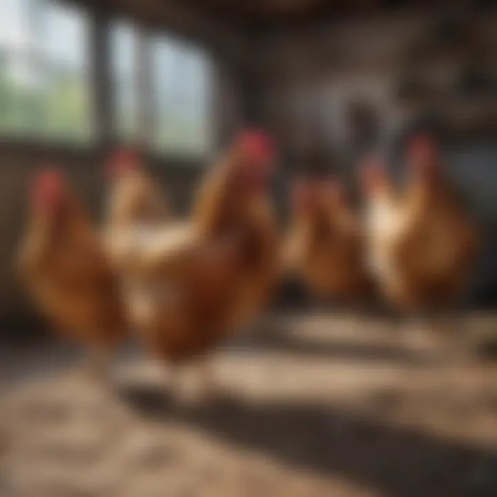 Chickens in a coop enjoying a clean environment
