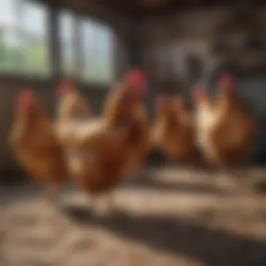 Chickens Thriving in a Clean and Comfortable Coop Chickens in a coop enjoying a clean environment