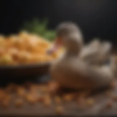 Diverse Duck Food Options A variety of duck food types in packaging