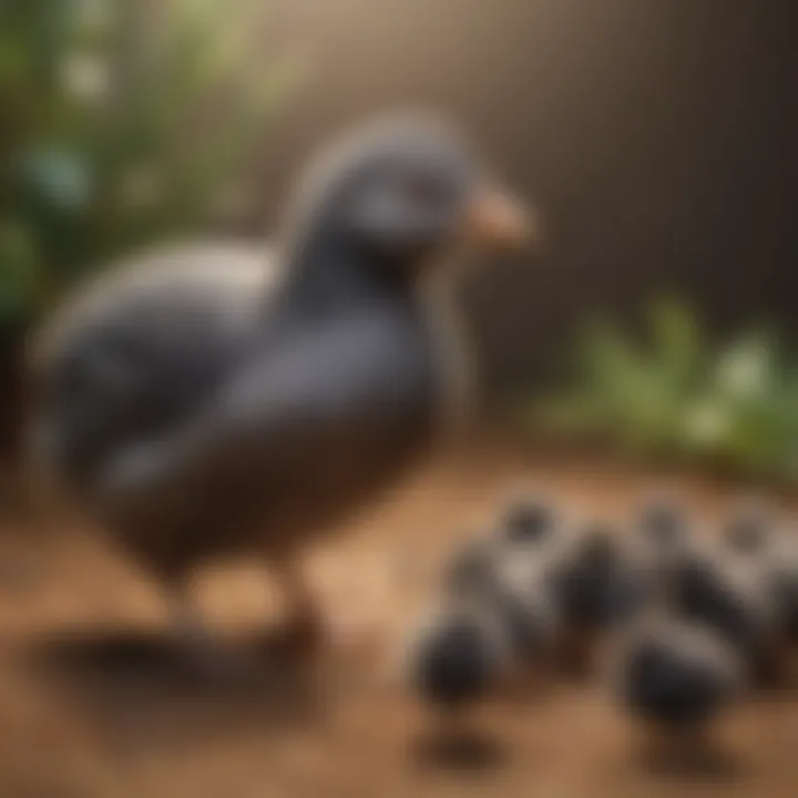 A thoughtful buyer examining Barred Rock chicks at a local farm