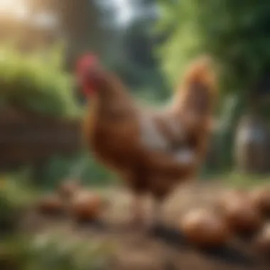 Nurturing care for hens in a garden