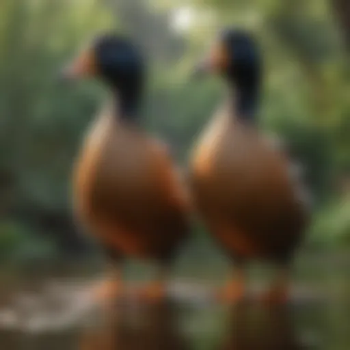 A pair of Indian Runner Ducks in their natural habitat