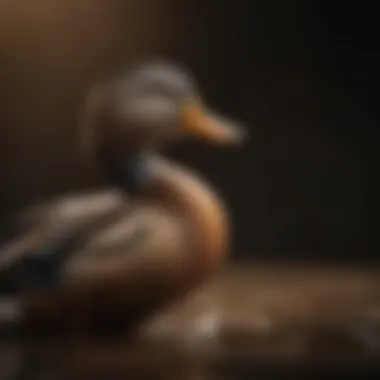 Close-up of a duck call in use