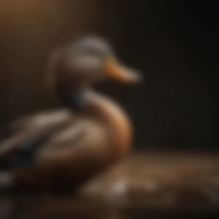 Close-up of a duck call in use