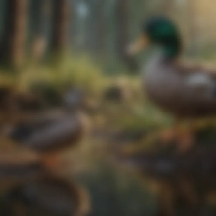 Hunter observing ducks in a natural habitat