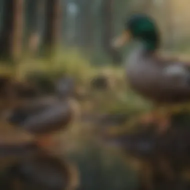 Ducks in Their Natural Habitat Hunter observing ducks in a natural habitat