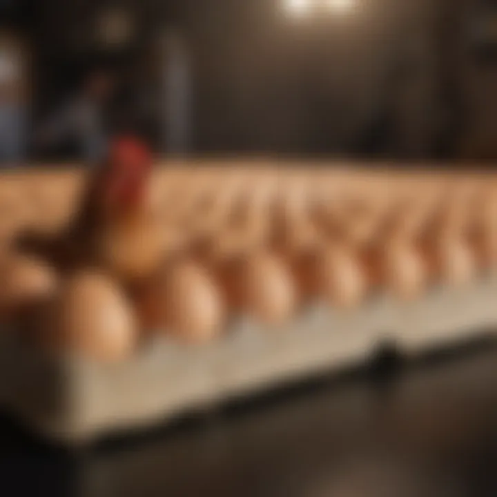 A comparison of different styles of chicken egg boxes in a commercial setting.