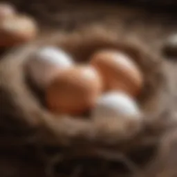 Freshly laid eggs in a nest