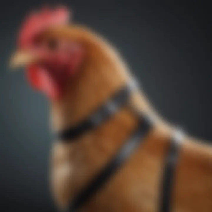 Close-up of a chicken leash harness showcasing its design