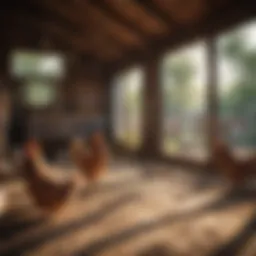 A serene chicken coop environment
