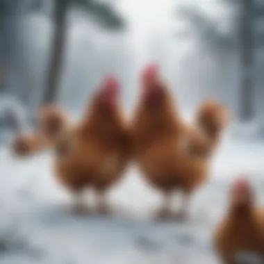 Chickens Embracing the Winter Wonderland Chickens foraging in the snow