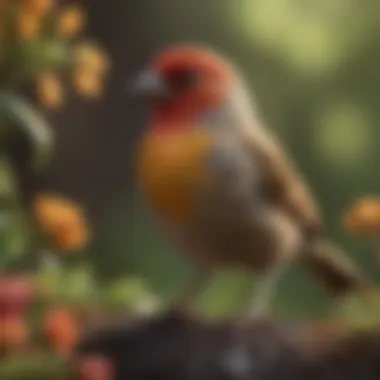 An elegant finch in a vibrant habitat, displaying its unique colors.