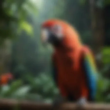 Majestic Macaw in Nature A serene environment featuring a majestic macaw in a lush setting.