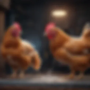 Chickens Utilizing Heated Water Feeder Chickens drinking from a heated water feeder during winter