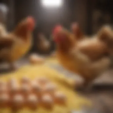 Chickens enjoying egg mash